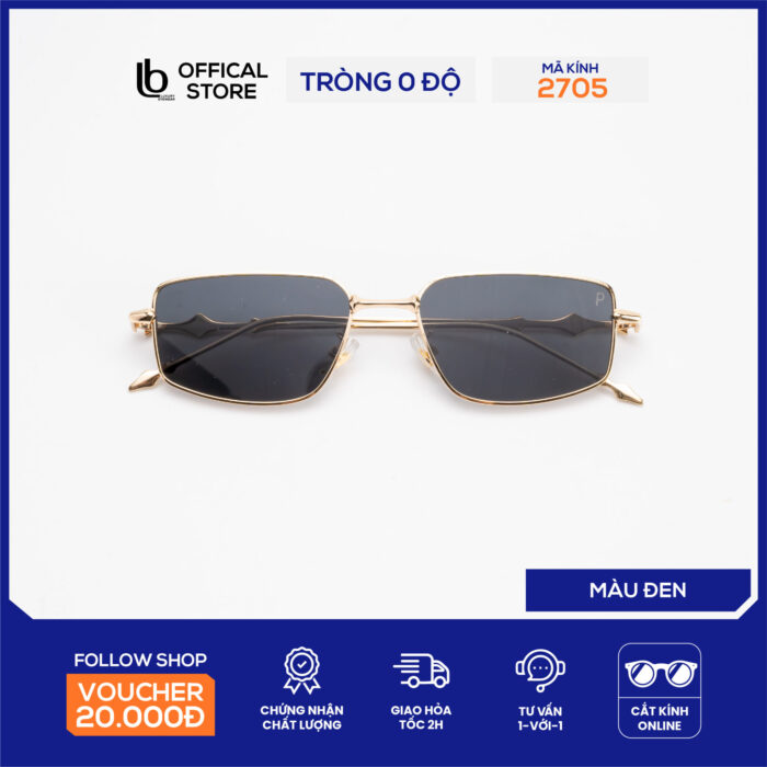 Kính thời trang nữ LB Eyewear 2705 kính gọng vuông chất liệu kim loại cao cấp, chống tia UV, chống nắng chói - Mắt Kính Sài Gòn - mắt kính sài gòn