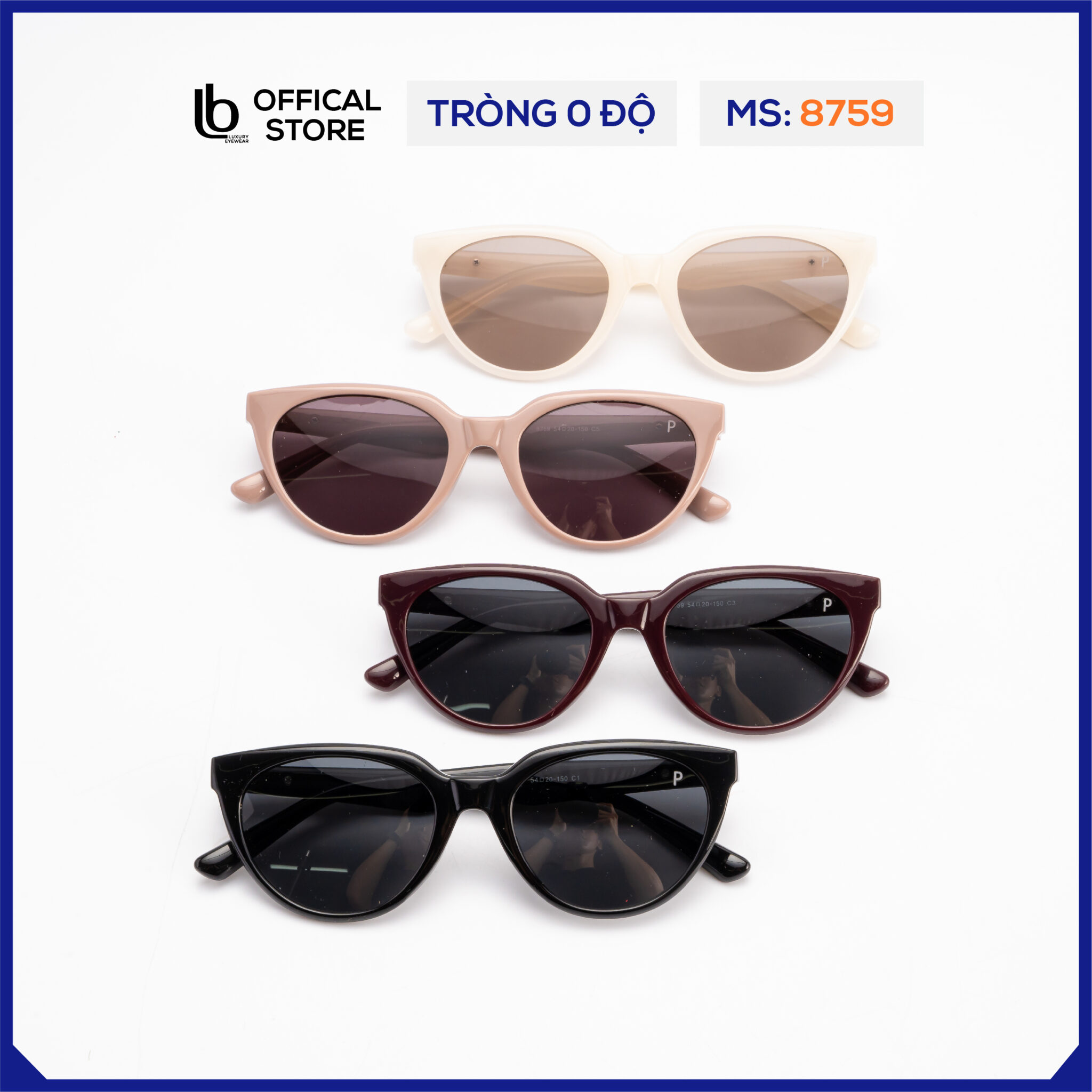 Kính mát nữ LB Eyewear 8759 kính râm chống tia UV thời trang, dáng tròn phù hợp nhiều khuôn mặt, chất liệu nhựa cao cấp