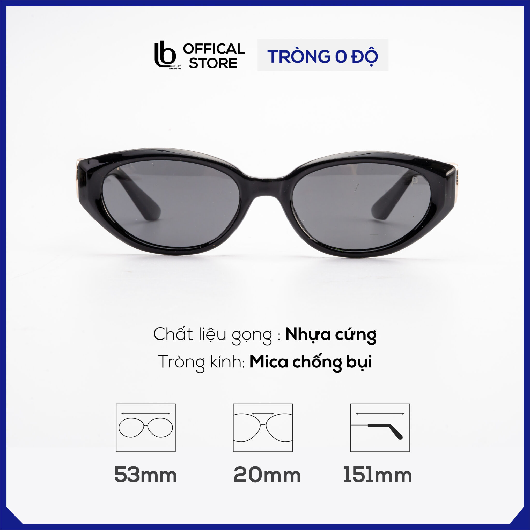 Kính râm nam nữ LB Eyewear 8855 gọng kính phi công chất liệu kim loại, chống tia UV, chống nắng