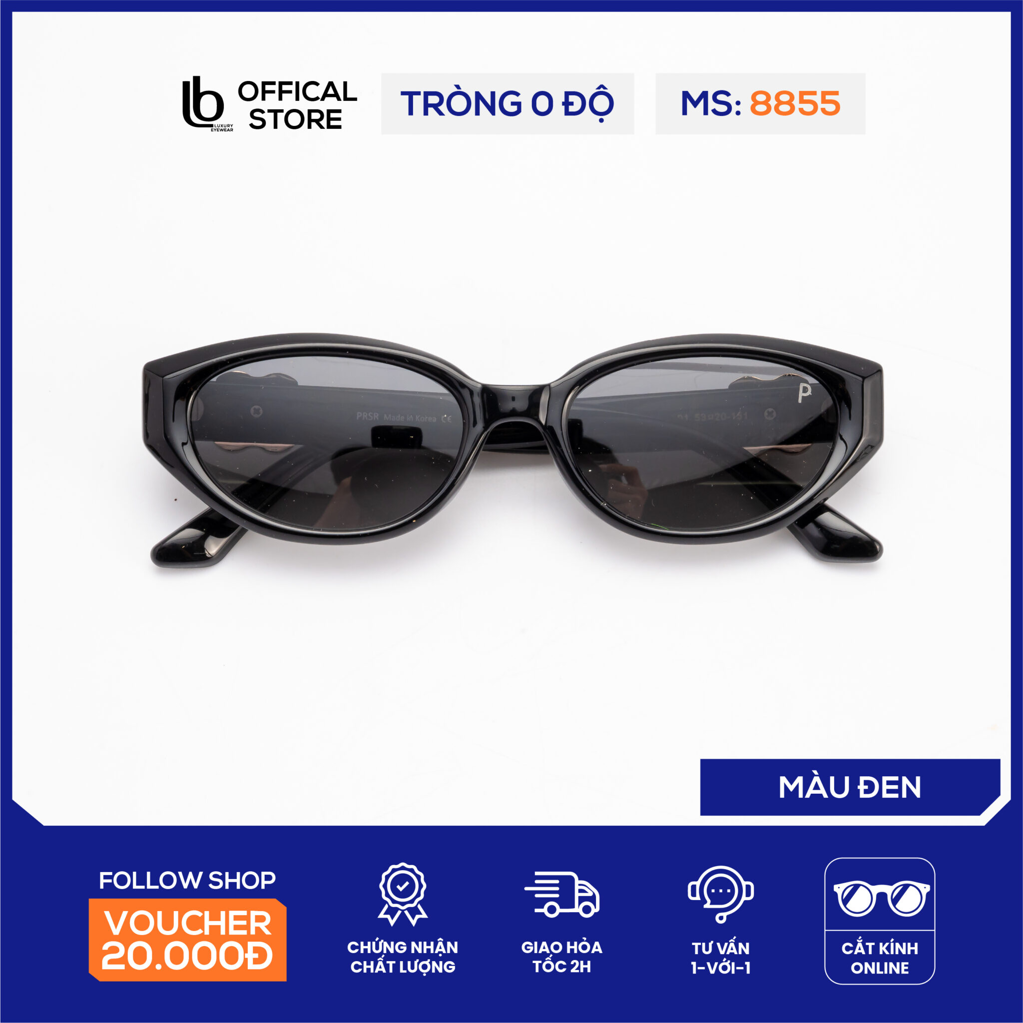 Kính râm nam nữ LB Eyewear 8855 gọng kính phi công chất liệu kim loại, chống tia UV, chống nắng