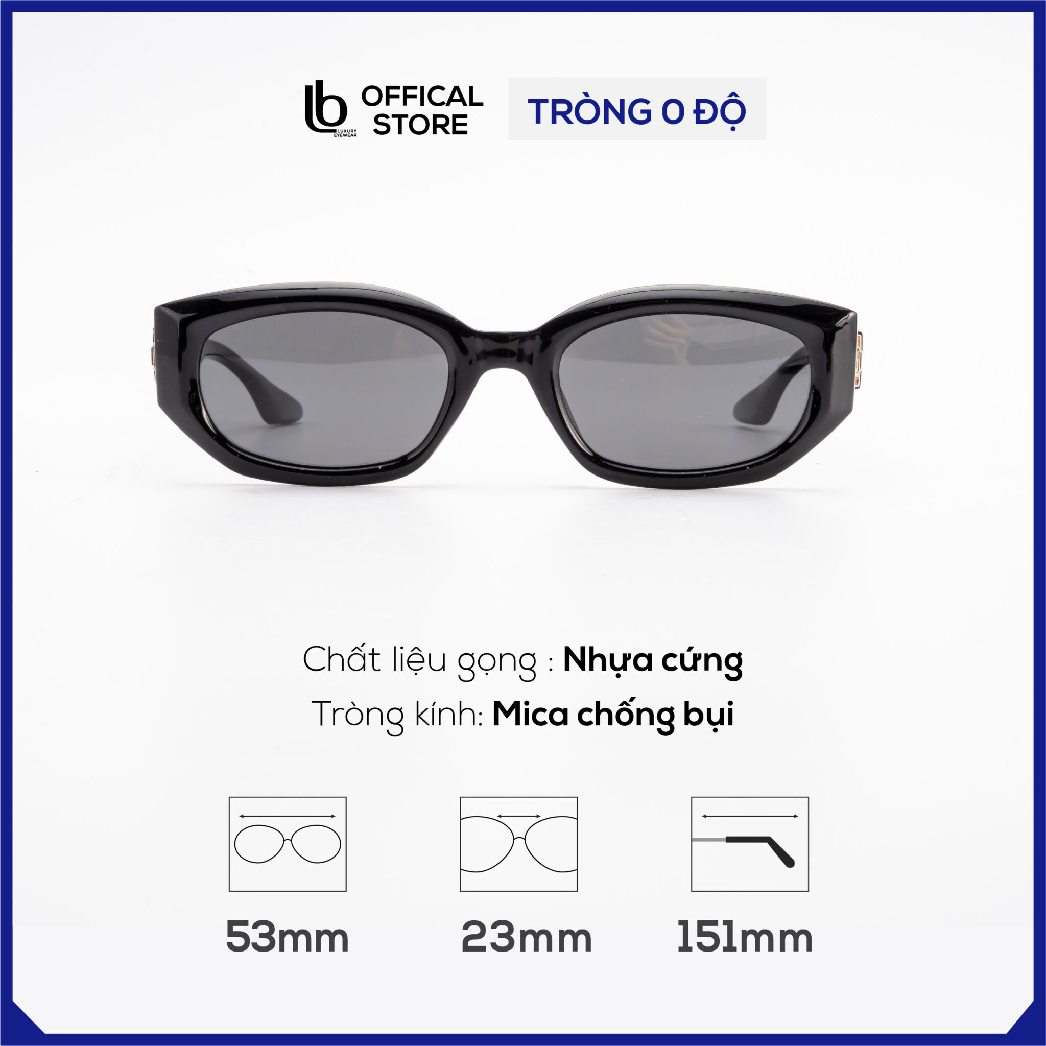 Kính mát nữ LB Eyewear 8861 kính chống nắng gọng vuông thời trang, chống tia UV, chất liệu nhựa cao cấp