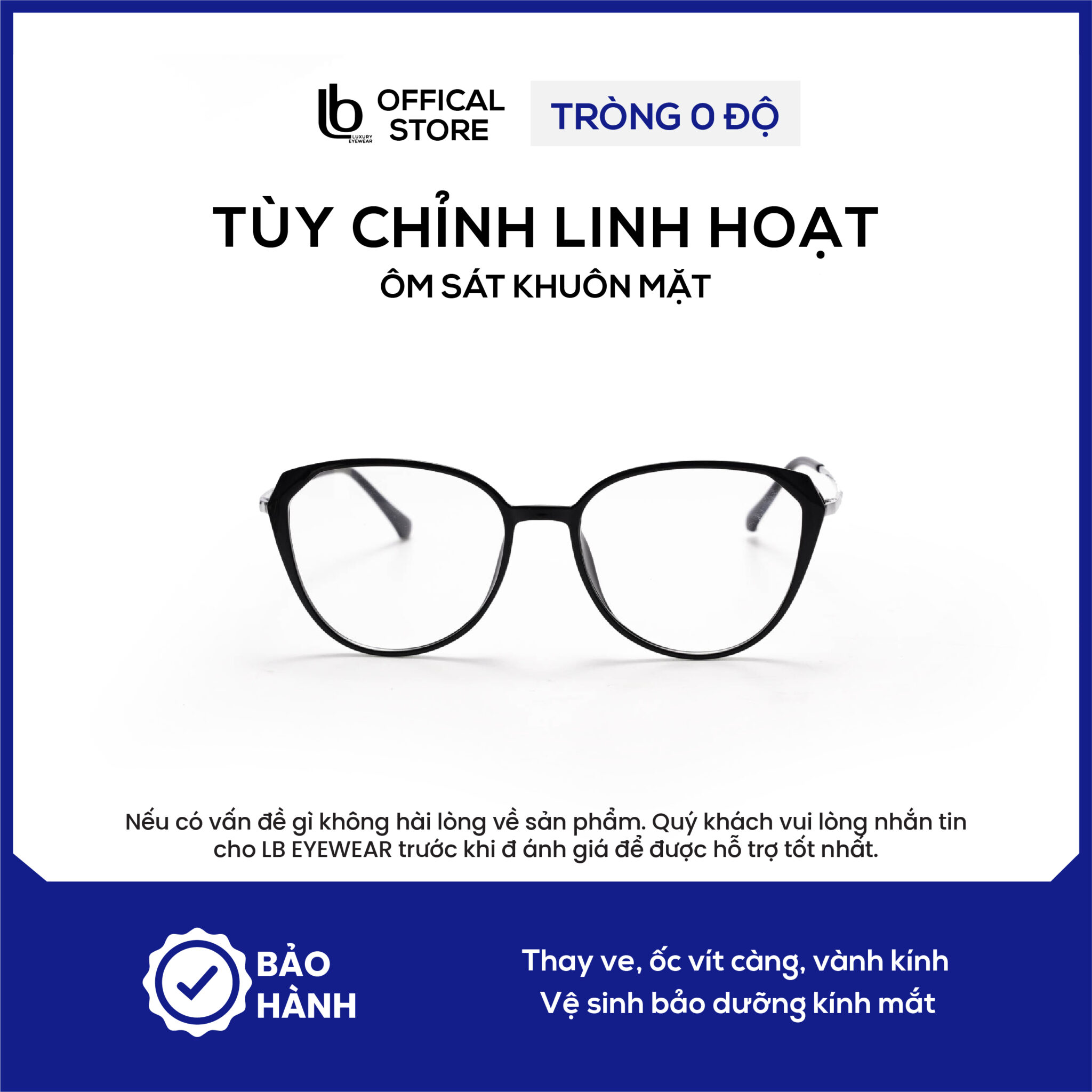 Gọng kính mắt mèo LB Eyewear H00194 mắt kính nam nữ thời trang, chất liệu nhựa, form dáng vừa
