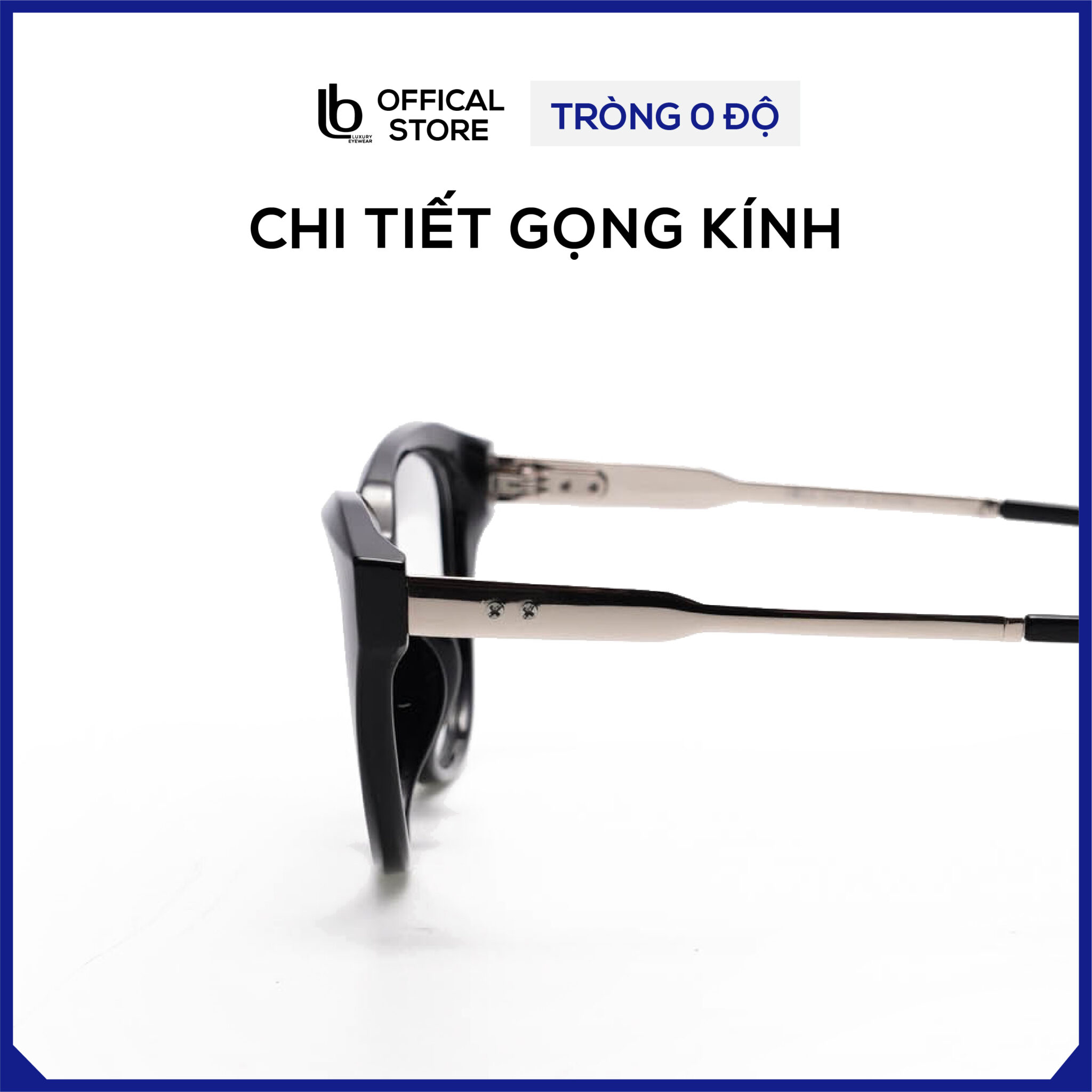 Kính cận mắt mèo LB Eyewear H00384 gọng kính nhựa càng mắt kính kim loại, trọng lượng nhẹ hơn 30% so với gọng thường