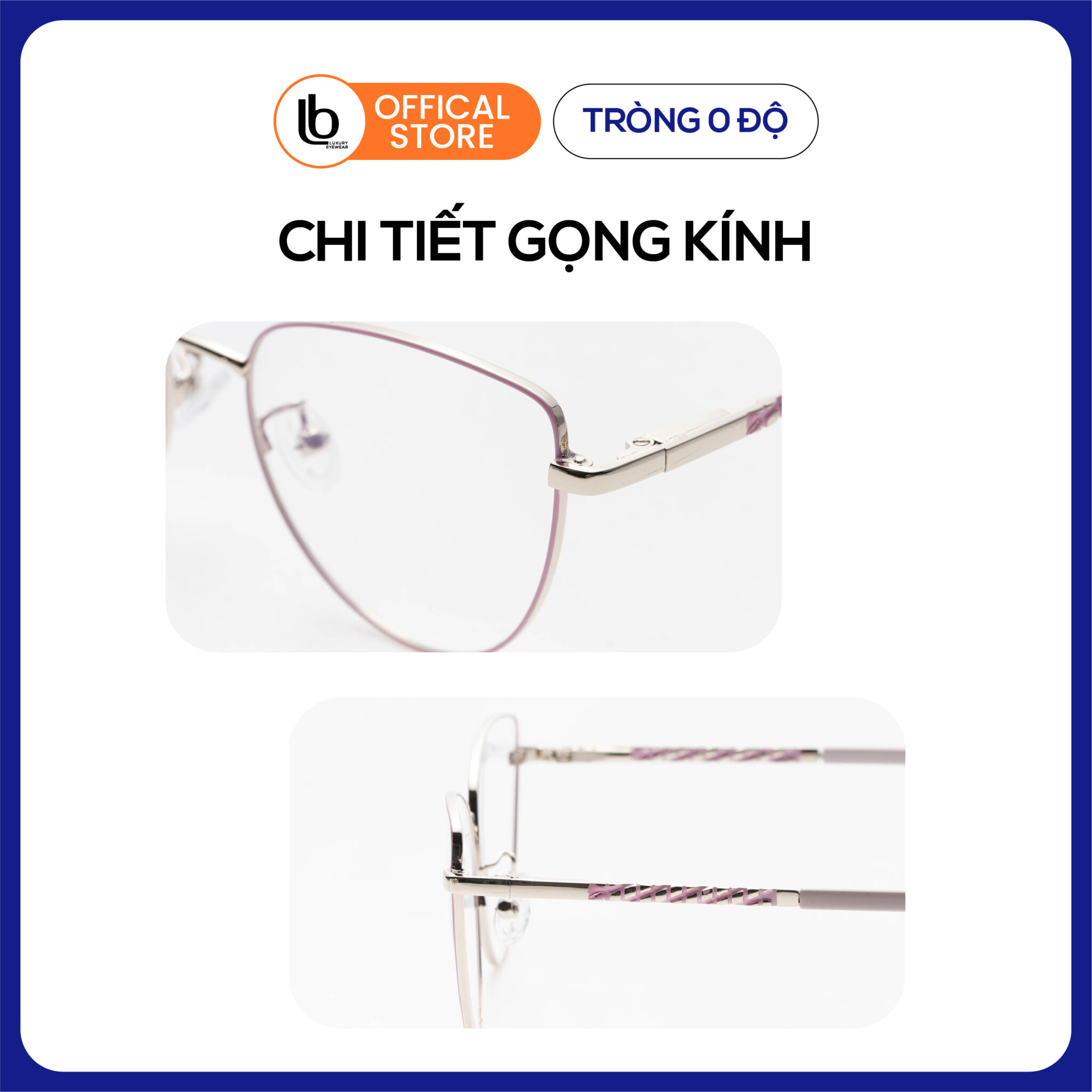 Kính đọc sách LB Eyewear 9868 kính cận mắt mèo chất liệu kim loại, kiểu dáng thời trang, ôm khuôn mặt, form châu Á