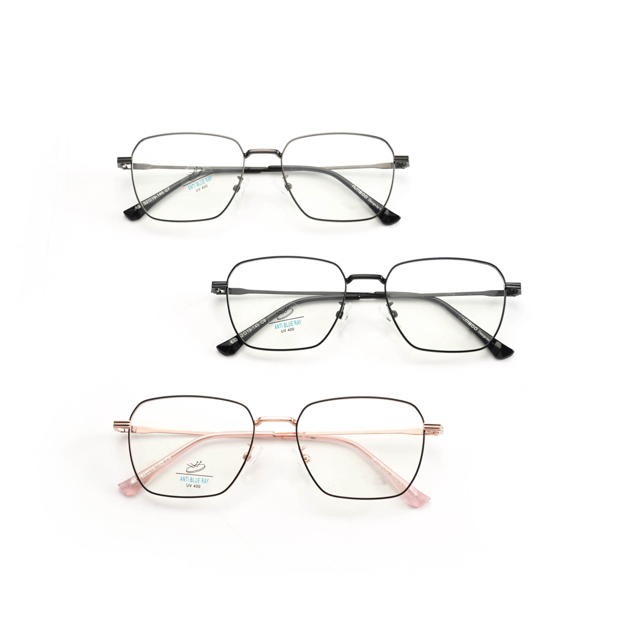 Kính gọng vuông LB Eyewear 633 kính giả cận nữ nam thiết kế thời thượng, chất liệu kim loại, ôm sát khuôn mặt