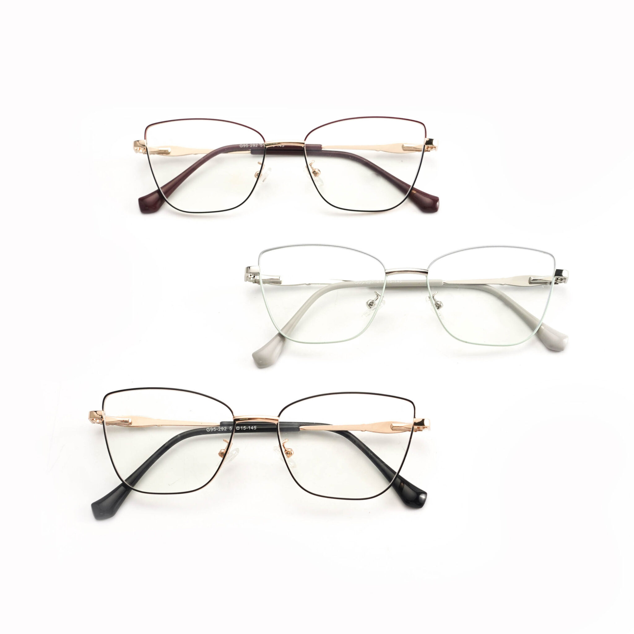 Kính mắt mèo gọng kim loại LB Eyewear 95292 mắt kính nữ thời trang, chống tia UV chắc chắn nhẹ không gây đau tai