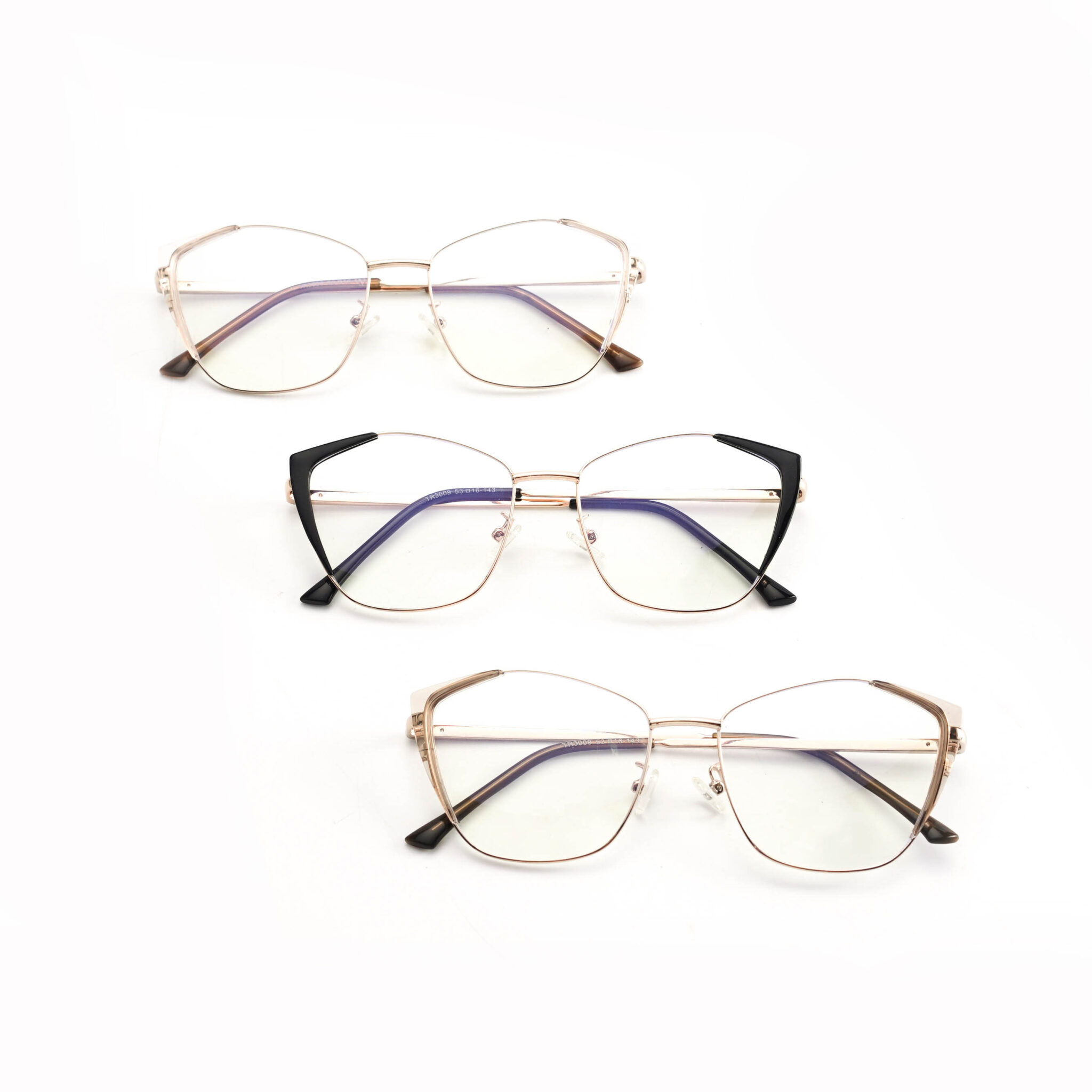 Kính mắt mèo form to LB Eyewear 3009 kính gọng kim loại giả cận nam nữ thời trang, chống tia UV, kiểu dáng sang trọng