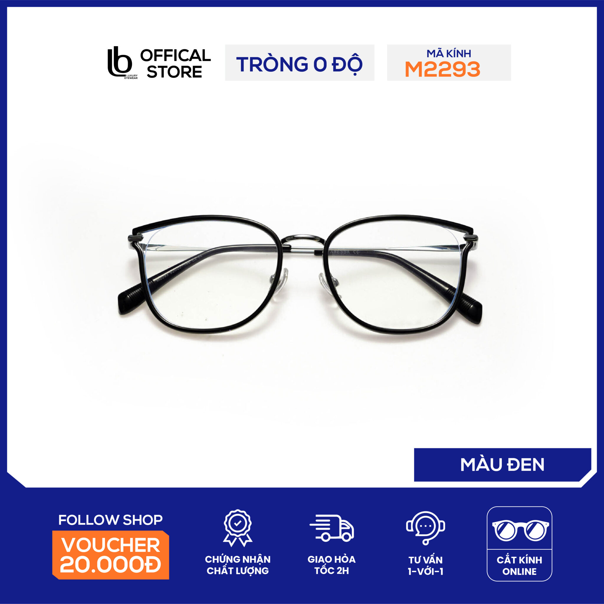 Gọng kính mắt mèo LB Eyewear 12010 gọng kính nhựa chất liệu cao cấp nhẹ, tôn dáng mặt, không gây đau tai, mũi