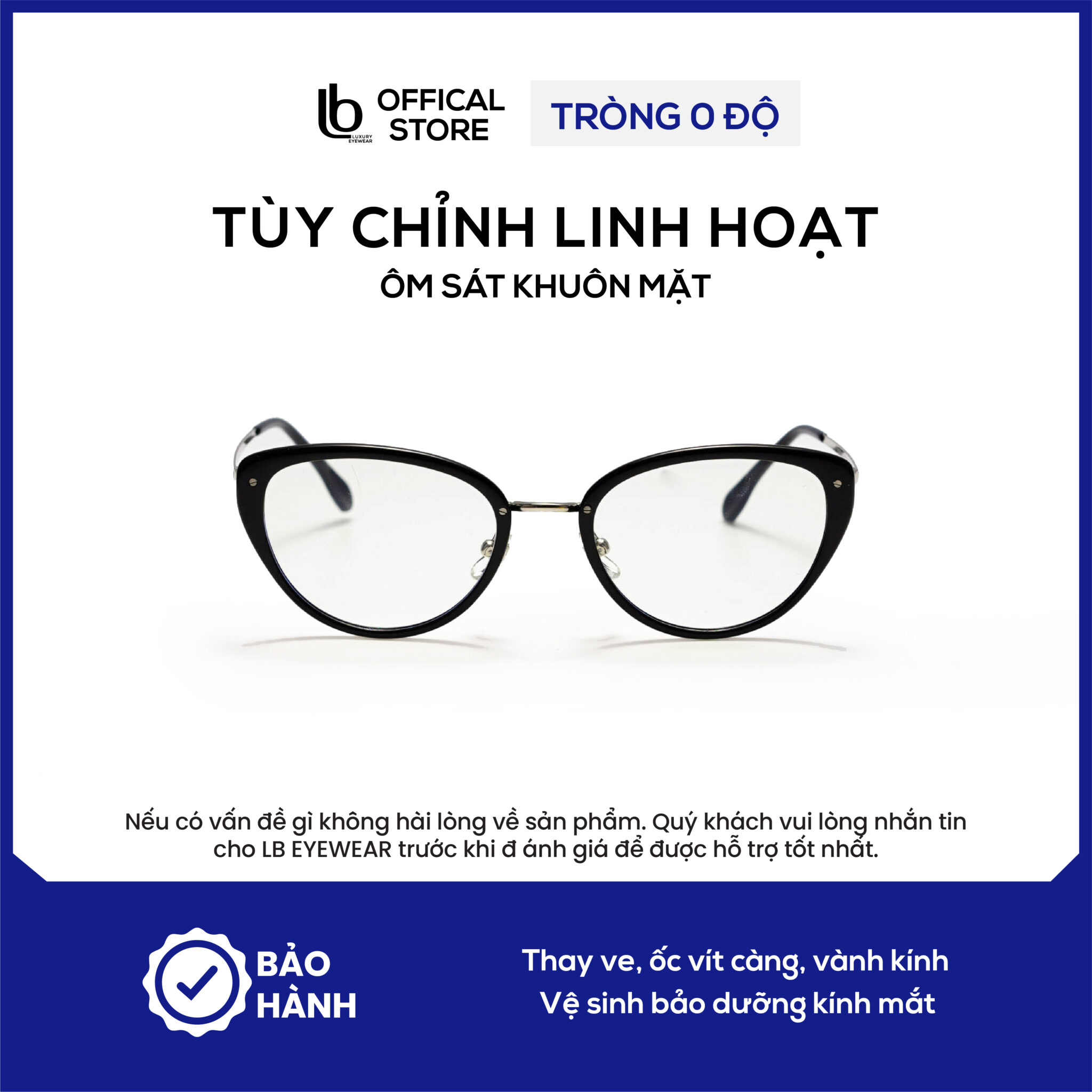 Gọng kính mắt mèo LB Eyewear 12010 gọng kính nhựa chất liệu cao cấp nhẹ, tôn dáng mặt, không gây đau tai, mũi