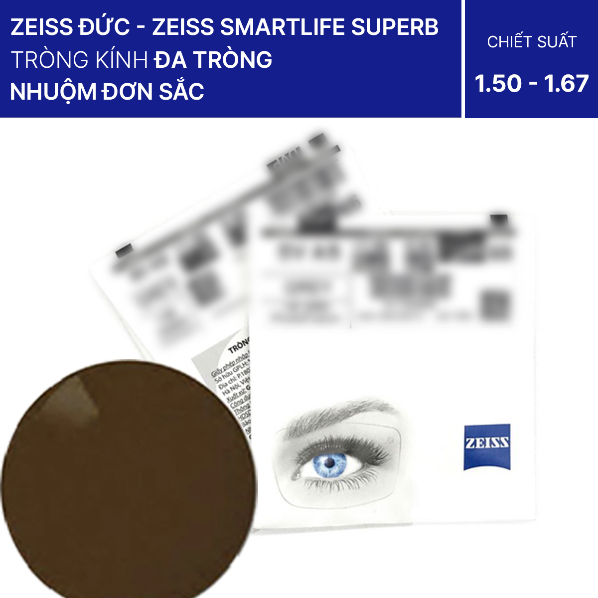 Tròng Kính Đa Tròng ZEISS SMARTLIFE PLUS Tròng Nhuộm Đơn Sắc DuraVision Platinum UV, AntiVirus Platinum UV, Flash, Sun