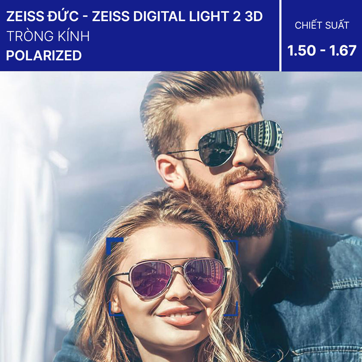 Tròng Kính ZEISS Digital Light 2 3D Polarized 6 Màu DuraVision® Platinum UV, Sun