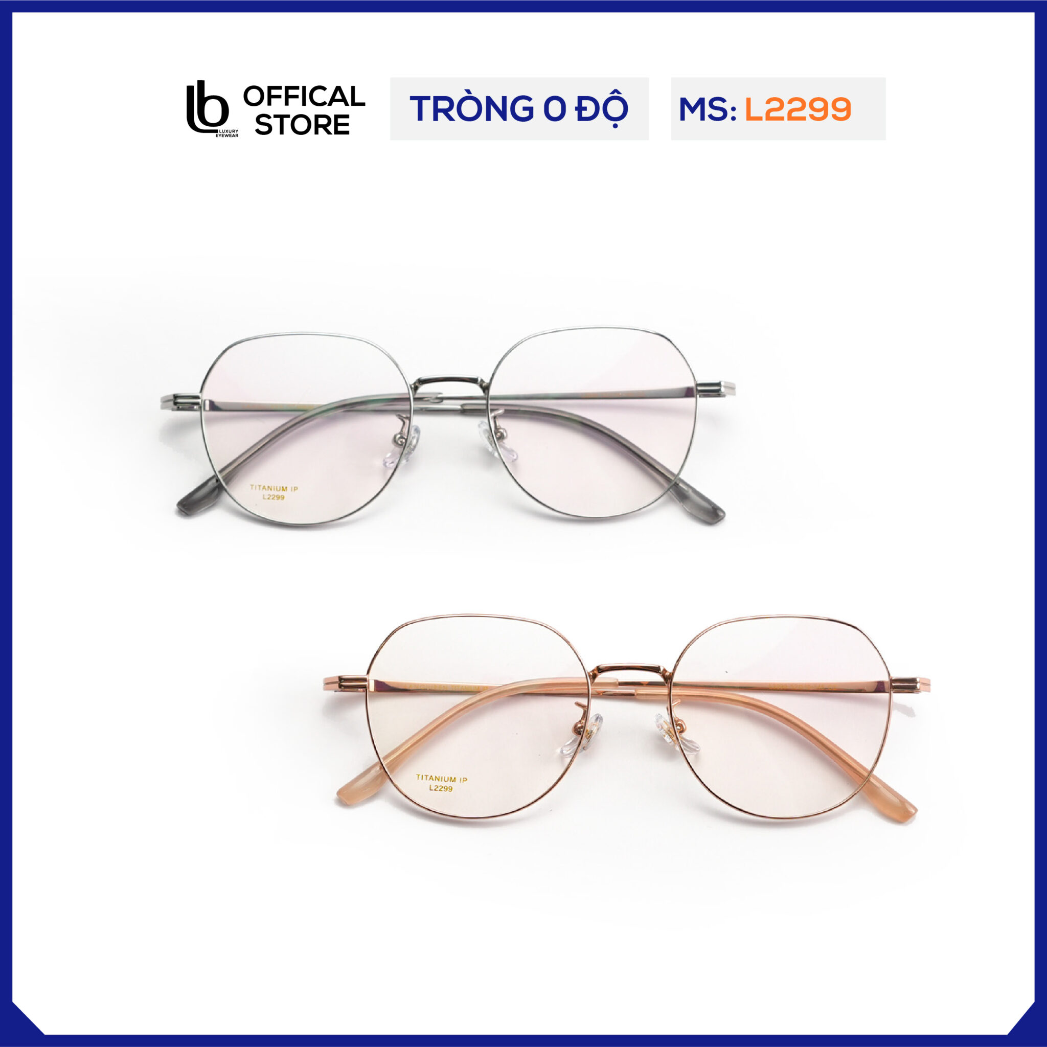 Kính gọng lục giác LB Eyewear L2299 kính mắt kim loại thời trang nam nữ chất liệu nhẹ, có thể lắp tròng chống tia UV