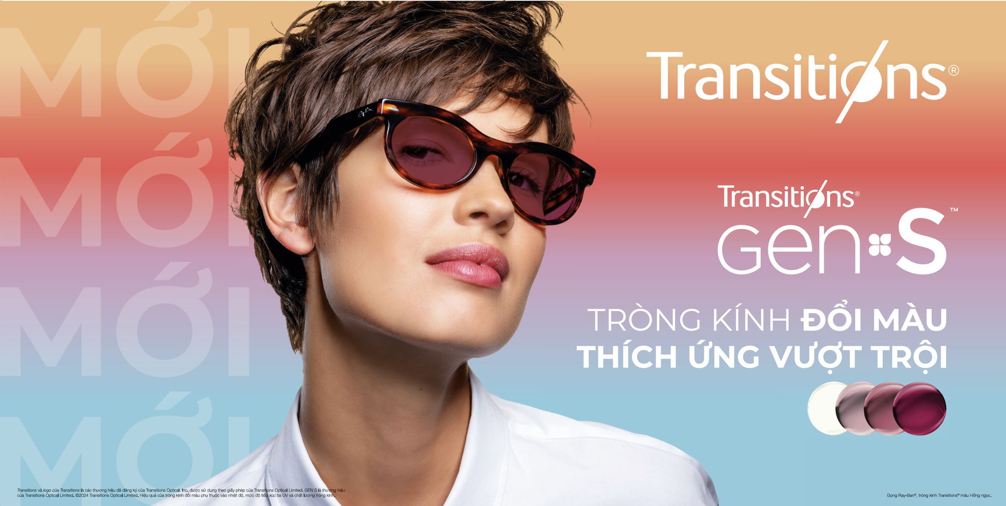 Tròng kính đổi màu Essilor Transitions® Gen S™ – Váng phủ Crizal Rock -thế hệ tròng kính đổi màu mới nhất 2025