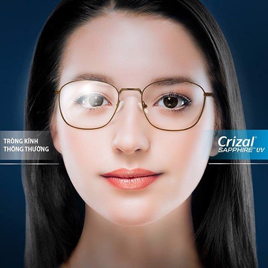 Tròng kính chống Tia UV Essilor Crizal Sapphire as uv airmark 1.56