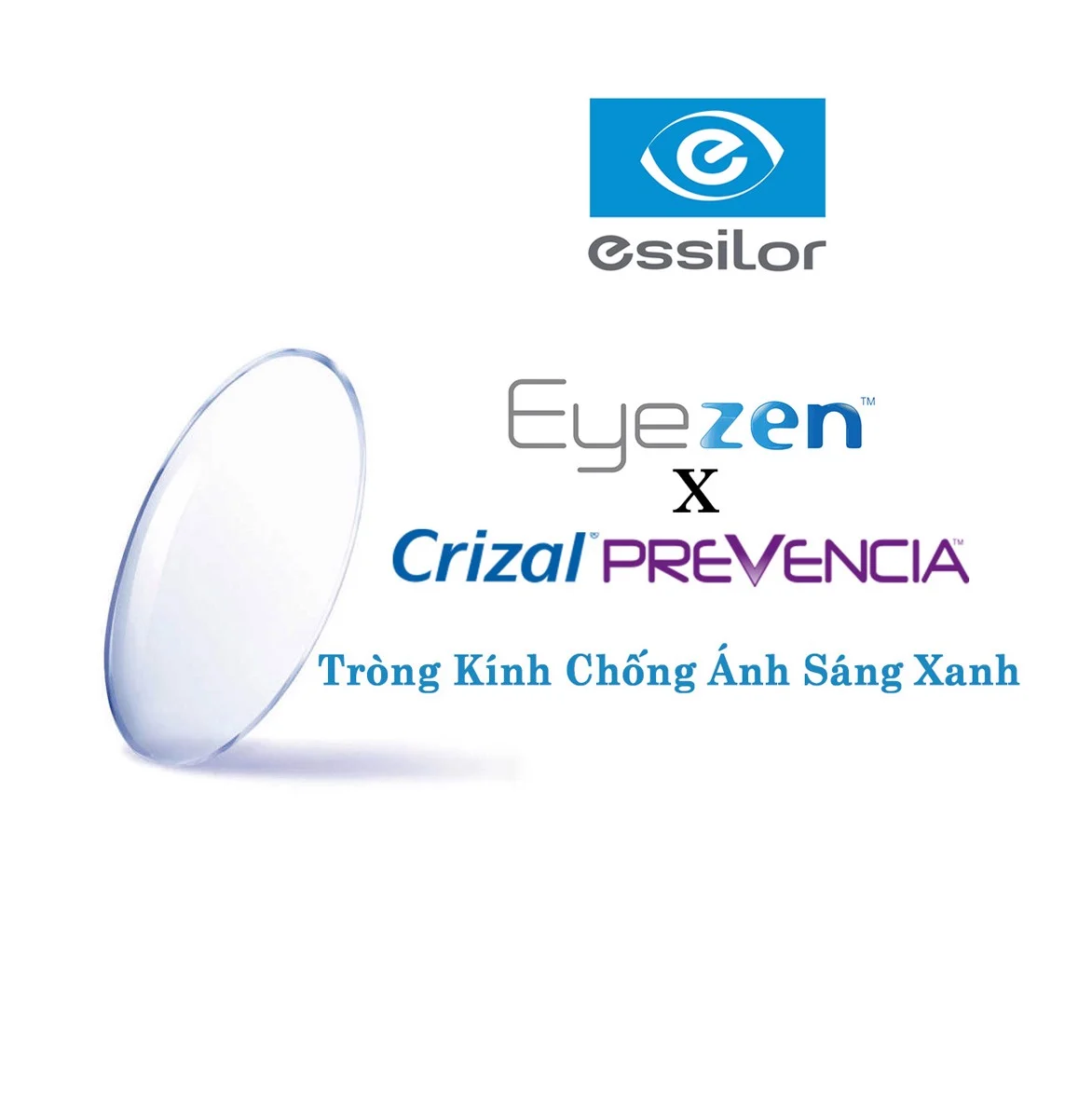 Tròng kính Essilor Eyezen phủ Crizal – Kèm chức năng thư giãn (1.56/1.59 AW/1.60)