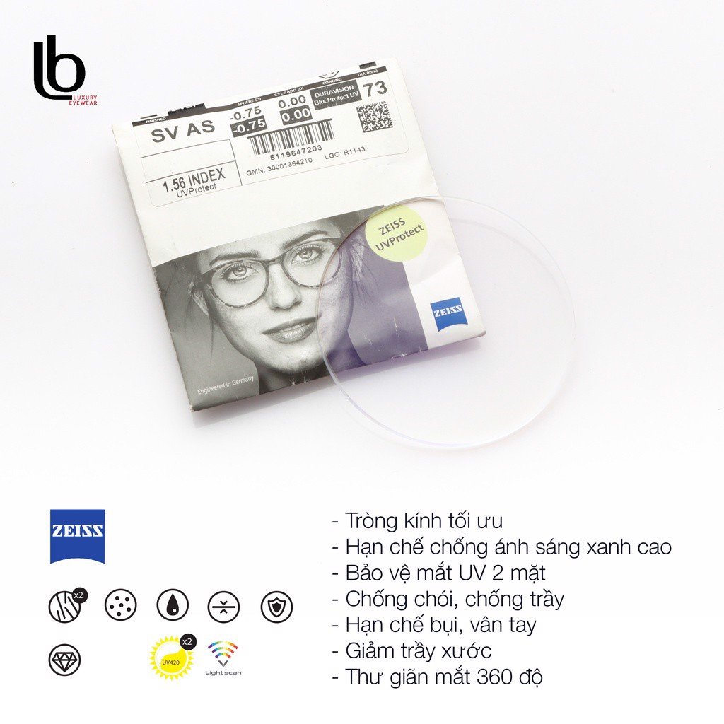 Tròng kính Zeiss chống ánh sáng xanh top #1: Cận / Viễn / Loạn